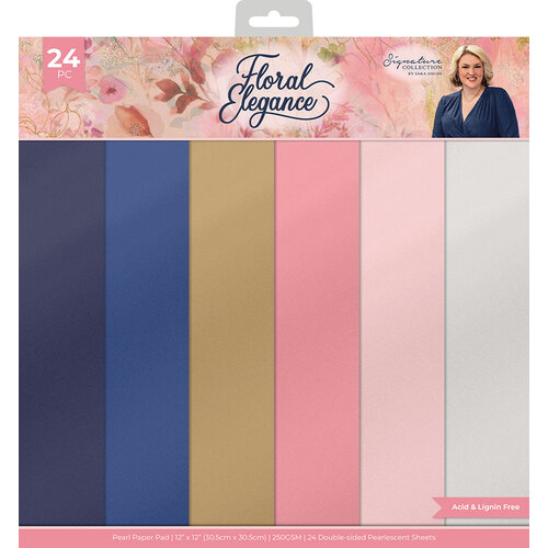 Crafter's Companion - Floral Elegance Collection - 12 x 12 Paper Pad - Pearlescent