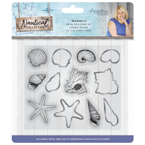 Crafter's Companion - Nautical Collection - Die and Clear Acrylic Stamp Set - Seashells