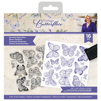 Crafter's Companion - Vintage Butterflies Collection - Clear Acrylic Stamps - Beautiful Butterflies