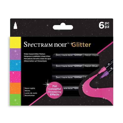 Crafter's Companion - Spectrum Noir - Glitter Markers - Neon Lights - 6 Pack