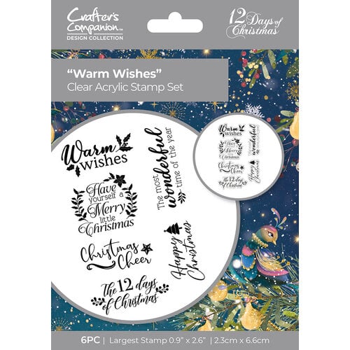 Crafter's Companion - Twelve Days of Christmas Collection - Clear Acrylic Stamps - Warm Wishes