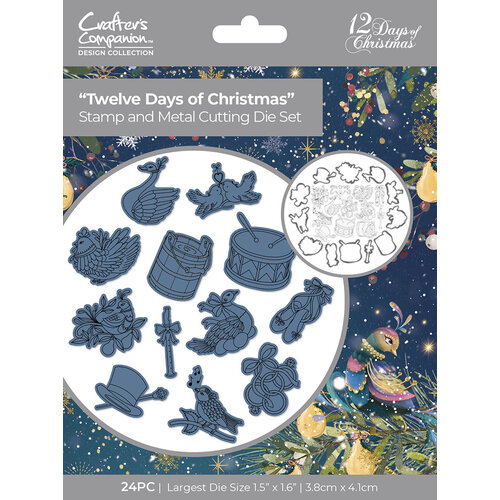 Crafter's Companion - Twelve Days of Christmas Collection - Clear Acrylic Stamp and Die Set - Twelve Days