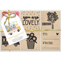 Crafter's Companion - Rainbow Blooms Collection - Wooden Stamp and Ink Pad Set