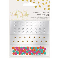 Violet Studio - Essentials Collection - Mini Embellishment Assortment - Gems and Pom Poms