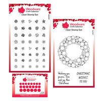 Woodware - Clear Photopolymer Stamps and Bubble Craft Die - Bubble Holiday Wreath Complete Bundle