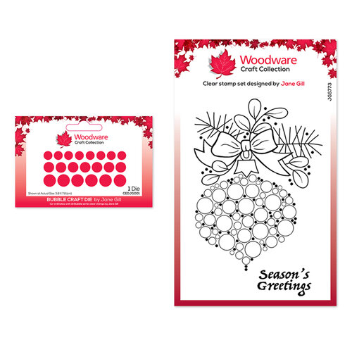 Woodware - Clear Photopolymer Stamps and Bubble Craft Die - Bubble Bauble and Bow Bundle