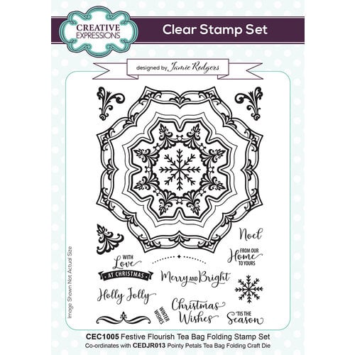 Creative Expressions - Tea Bag Folding Collection - Christmas - Clear Photopolymer Stamps - Festive Flourish