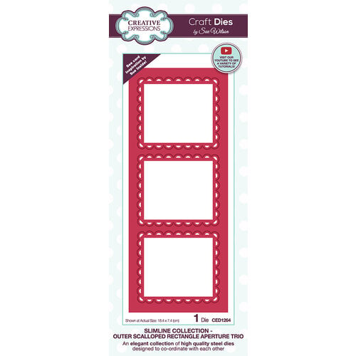 Creative Expressions - Craft Dies - Slimline - Outer Scalloped Rectangle Aperture Trio