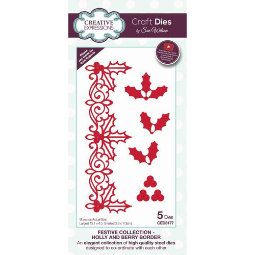 Creative Expressions - Christmas - Festive Collection - Border Craft Die - Holly and Berry