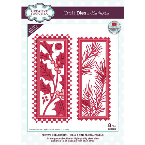 Creative Expressions - Festive Collection - Christmas - Craft Dies - Holly and Pine Floral Panels