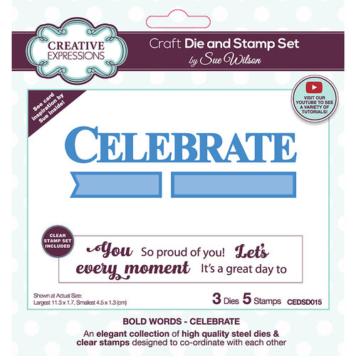Creative Expressions - Craft Dies and Clear Photopolymer Stamp Set - Celebrate
