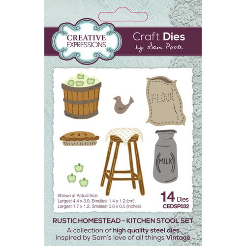 Creative Expressions - Rustic Homestead Collection - Craft Dies - Kitchen Stool Set