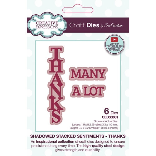 Creative Expressions - Craft Dies - Shadowed Stacked Sentiments - Thanks