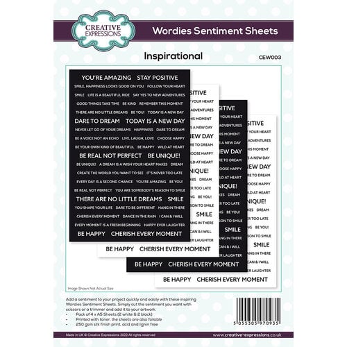 Creative Expressions - Wordies Sentiment Sheets - Inspirational