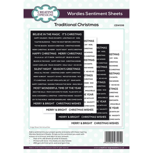 Creative Expressions - Wordies Sentiment Sheets - Traditional Christmas