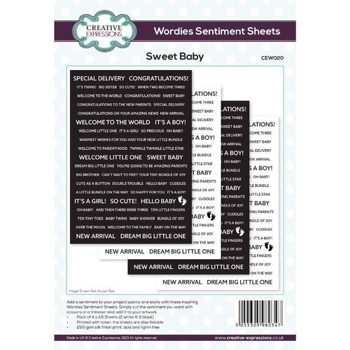 Creative Expressions - Wordies Sentiment Sheets - Sweet Baby