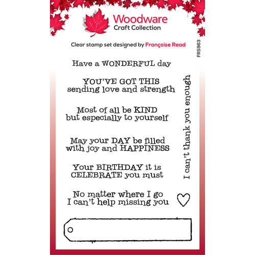 Creative Expressions - Woodware Craft Collection - Clear Photopolymer Stamps - Long Tag Wishes