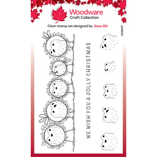 Woodware - Christmas - Clear Photopolymer Stamps - Bubble Robins In A Row
