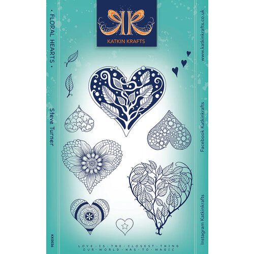 Katkin Krafts - Clear Photopolymer Stamps - Floral Hearts