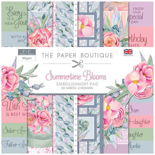 The Paper Boutique - Summertime Blooms Collection - 8 x 8 Embellishments Pad