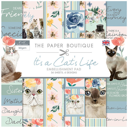 The Paper Boutique - It's a Cats Life Collection - 8 x 8 Embellishments Pad