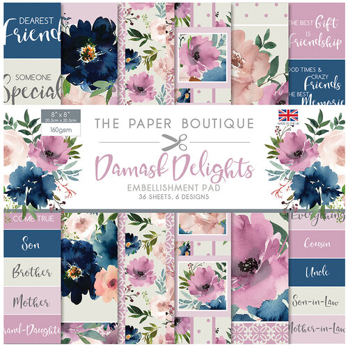 The Paper Boutique - Damask Delights Collection - 8 x 8 Embellishments Pad