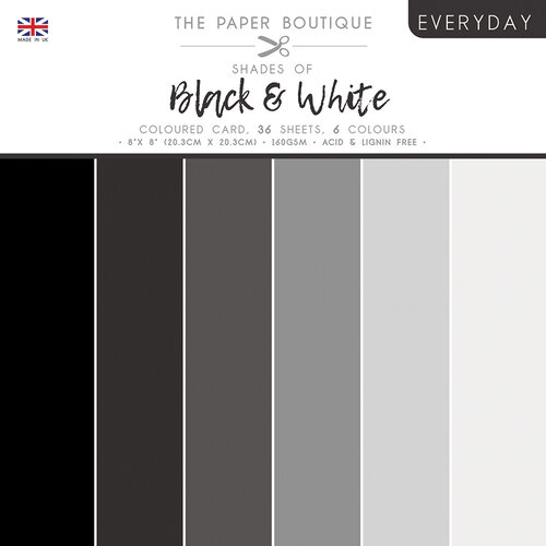 The Paper Boutique - Everyday Collection - 8 x 8 Colour Card Pack - Shades Of Black and White