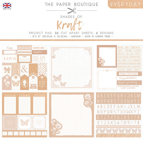 The Paper Boutique - Everyday Collection - 8 x 8 Project Pad - Shades Of Kraft