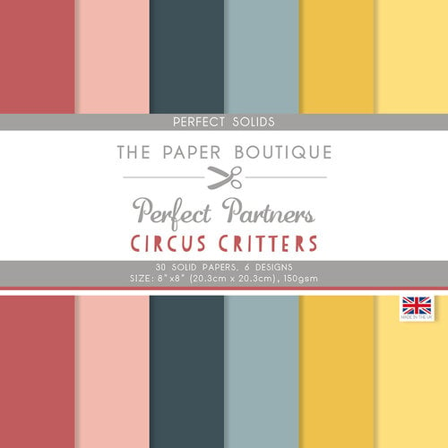 The Paper Boutique - Perfect Partners - Circus Critters Collection - 8 x 8 Colour Paper Pack