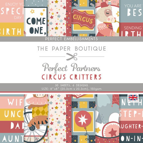 The Paper Boutique - Perfect Partners - Circus Critters Collection - 8 x 8 Embellishment Pad