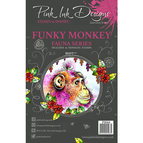 Pink Ink Designs - Clear Acrylic Stamps - A5 - Funky Monkey