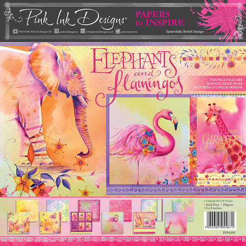 Pink Ink Designs - Elephants and Flamingos Collection - 8 x 8 Paper Pad