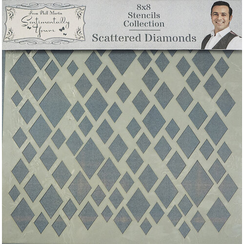 Creative Expressions - Sentimentally Yours Collection - Stencils - 8 x 8 - Scattered Diamonds