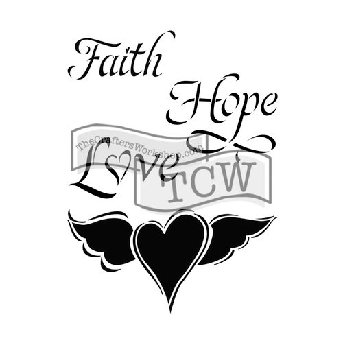 The Crafters Workshop - 6 x 9 Doodling Templates - Faith Hope Love