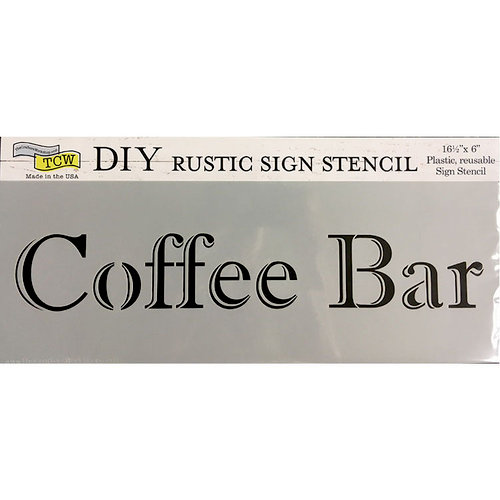 The Crafter's Workshop - 16.5 x 6 Rustic Sign Stencil - Coffee Bar