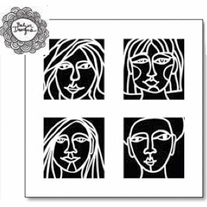 The Crafter's Workshop - 12 x 12 Doodling Template - Four Faces