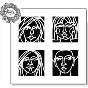 The Crafter's Workshop - 6 x 6 Doodling Template - Four Faces