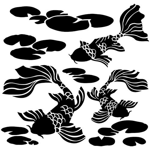 The Crafter's Workshop - 12 x 12 Doodling Template - Koi Pond