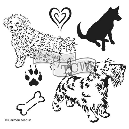 The Crafters Workshop - 12 x 12 Doodling Templates - Doggies