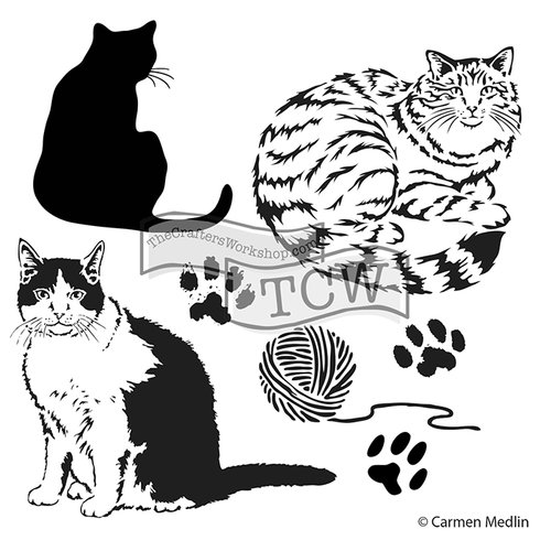 The Crafters Workshop - 6 x 6 Doodling Templates - Mini Kitties