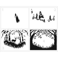 The Crafter's Workshop - 4-in-1 Layering Stencils - 8.5 x 11 Sheet - A2 Forest Scene