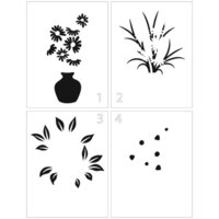The Crafter's Workshop - 4-in-1 Layering Stencils - 8.5 x 11 Sheet - A2 Flower Vase