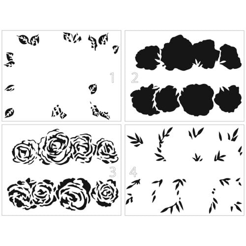 The Crafter's Workshop - 4-in-1 Layering Stencils - 8.5 x 11 Sheet - A2 Rose Banner