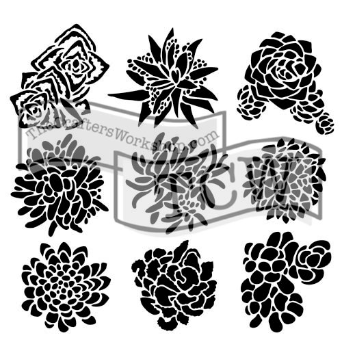 The Crafters Workshop - 6 x 6 Doodling Templates - Mini Pretty Succulents