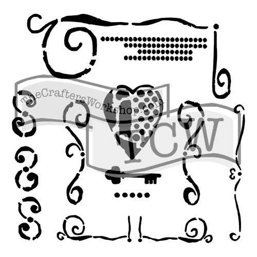 The Crafters Workshop - 6 x 6 Doodling Templates - Mini Heart Key
