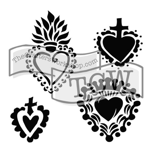 The Crafters Workshop - 6 x 6 Doodling Templates - Mini Regal Hearts