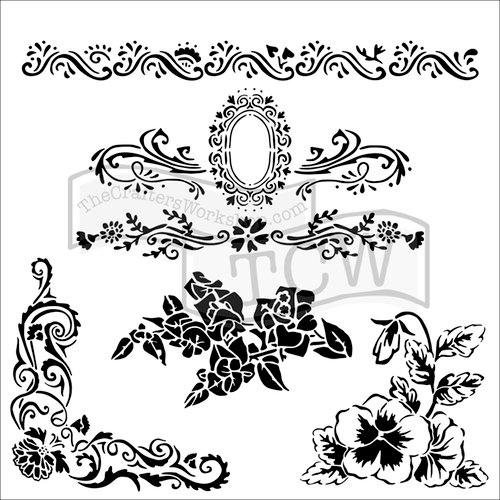 The Crafters Workshop - 6 x 6 Doodling Templates - Floral Flourish