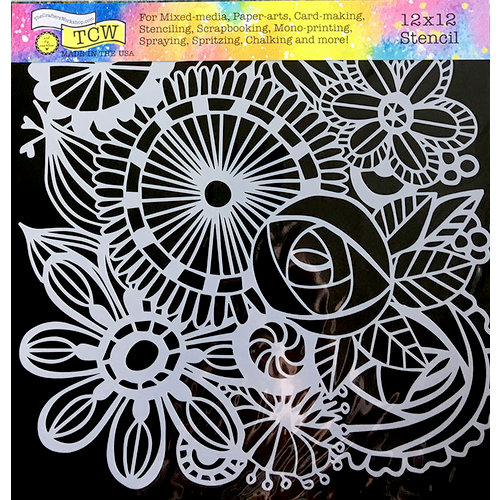 6x6 Blooming Garden Floral Art Stencil Template Crafters Workshop Design TCW810s 