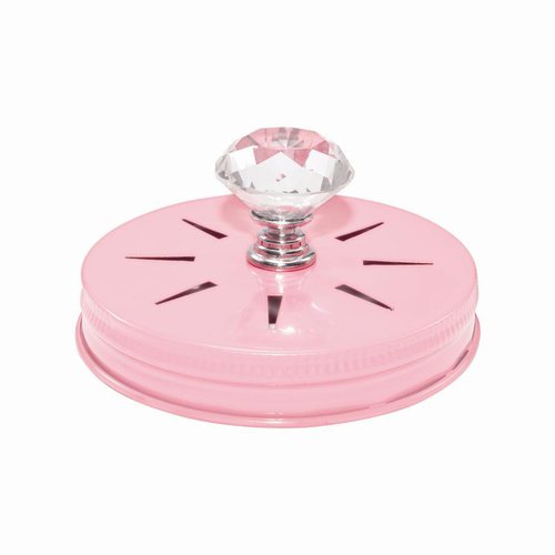 Cosmo Cricket - Show Toppers - Mason Jar Pink Ribbon Dispenser Lid with Clear Knob