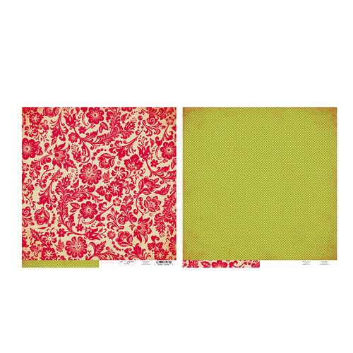 The Girls Paperie - Tinsel and Twig Collection - Christmas - 12 x 12 Double Sided Paper - Festive Brocade